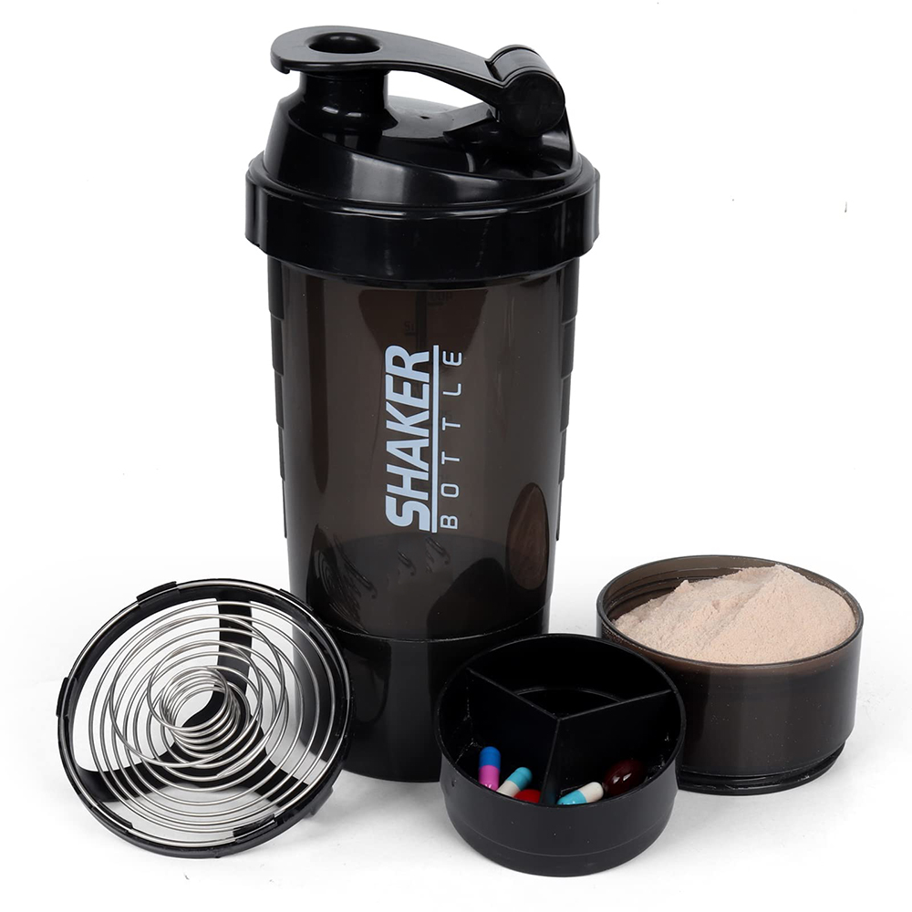 Protein Shaker Bottle - Agitador de 3 capas, botella de