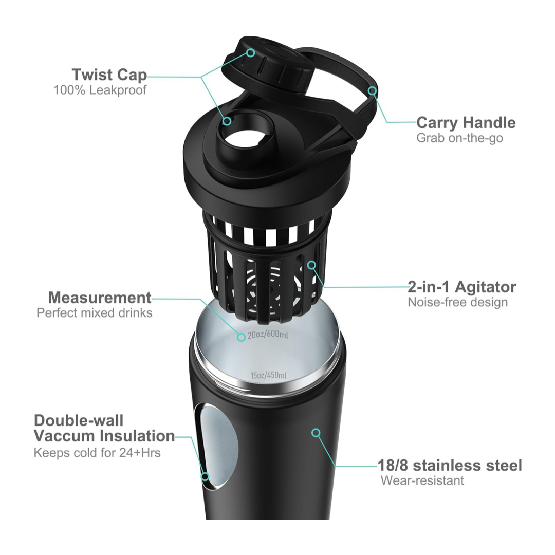 Botella agitadora portátil de  - Protein Shaker Bottle reseña y precio